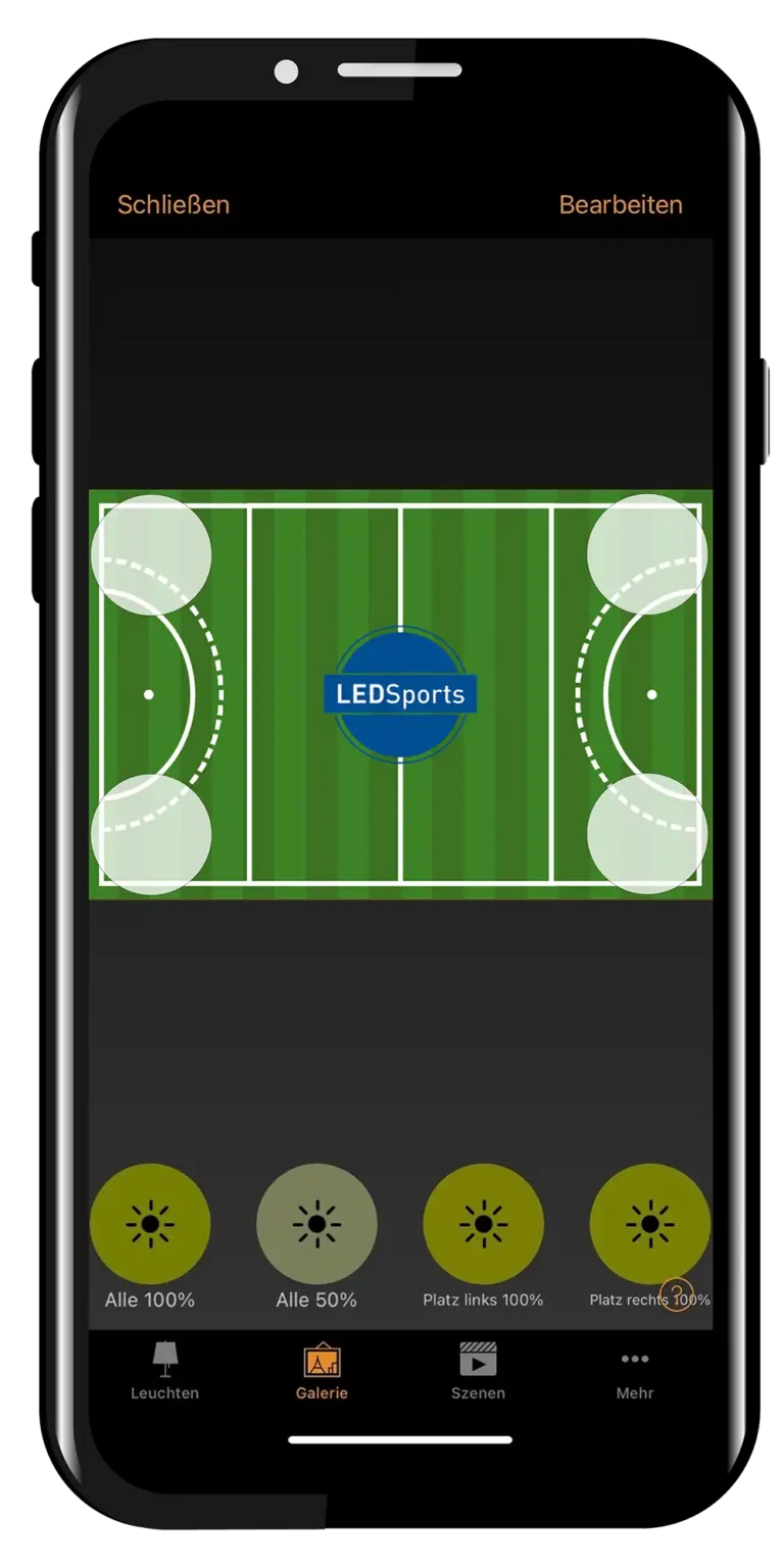 Handy-Casambi-Hockey, Handy App zur Steuerung der Lichter / Leuchten